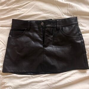 Garage Black Faux Leather Mini Skirt